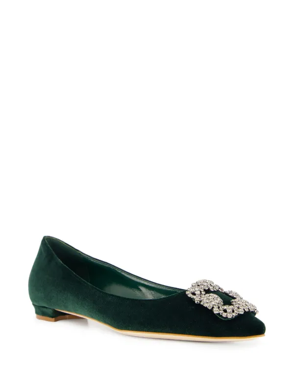 Manolo Blahnik Hangisi フラットシューズ | グリーン | FARFETCH JP