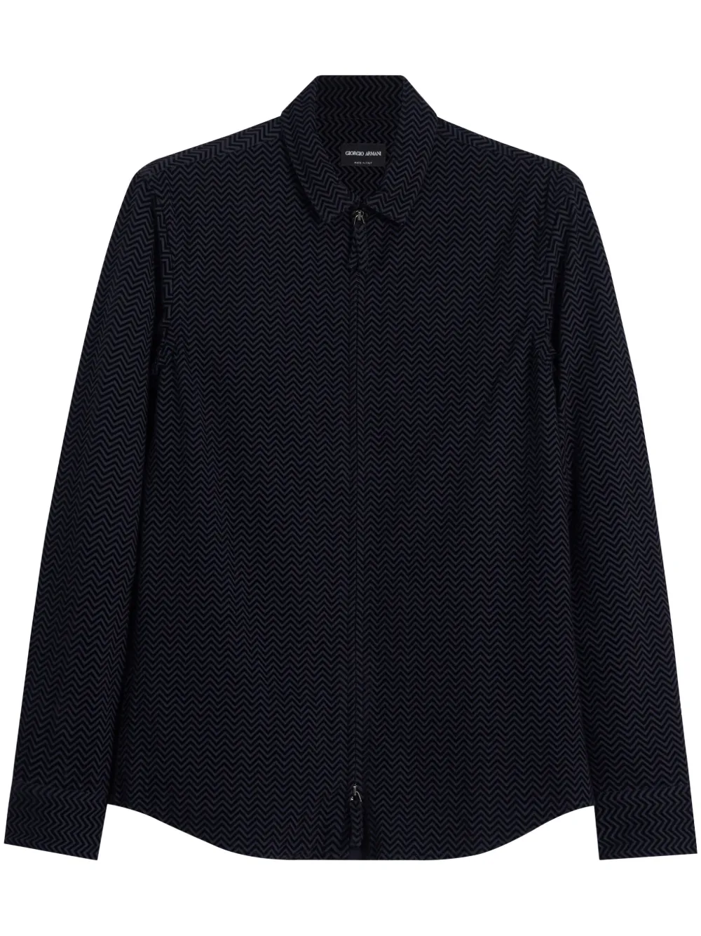 Giorgio Armani Overhemd met chevron-patroon Zwart