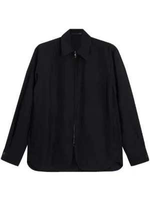 GIORGIO ARMANI 長袖シャツ　ベロア生地　ジップアップシャツ Giorgio Armani ジップアップ シャツ | ブラック | FARFETCH JP
