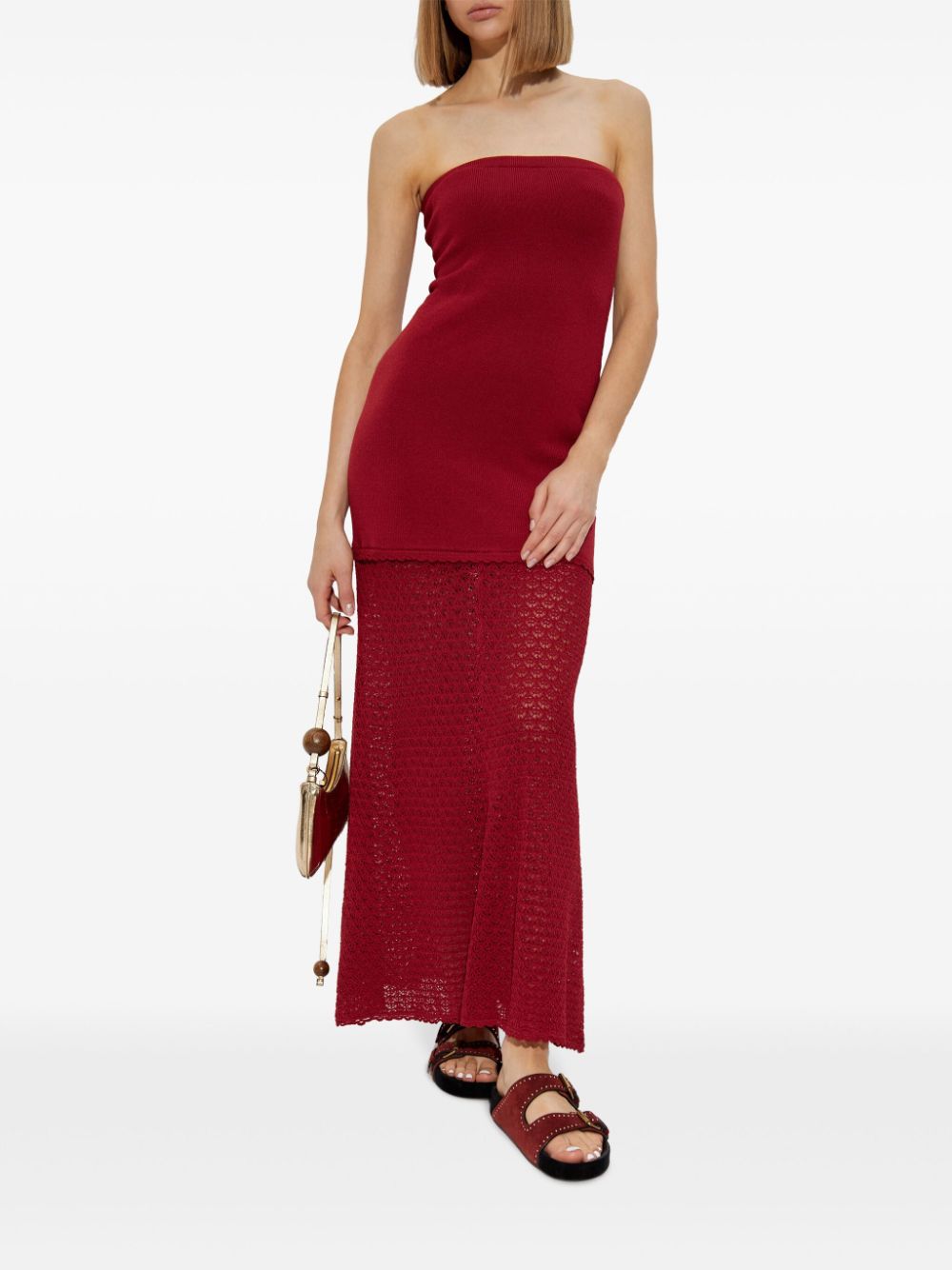 Posse Strapless maxi-jurk - Rood