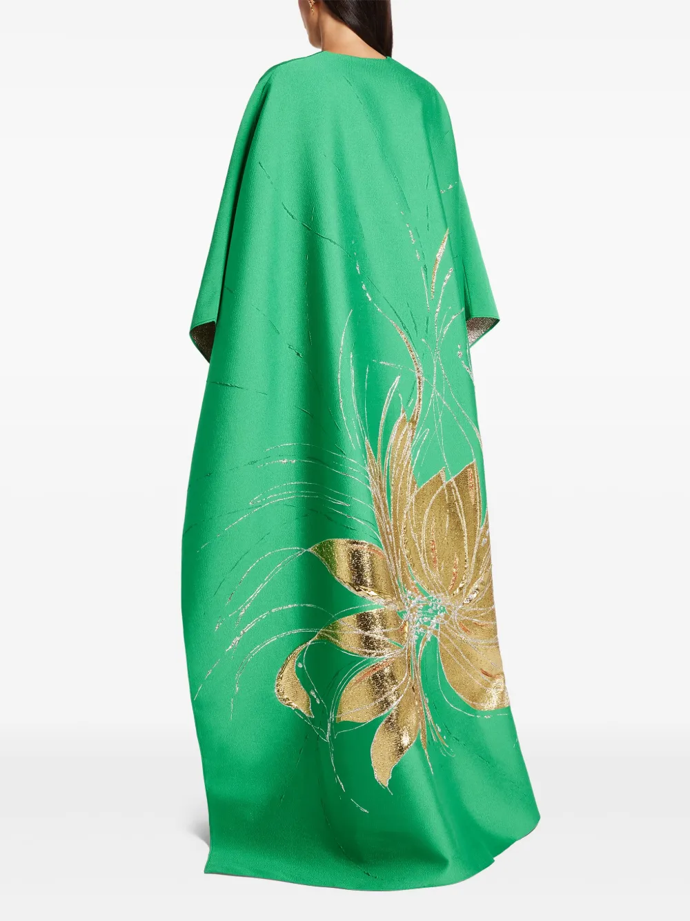 Taller Marmo Iman Floral Print Maxi Kaftan Dress In Green