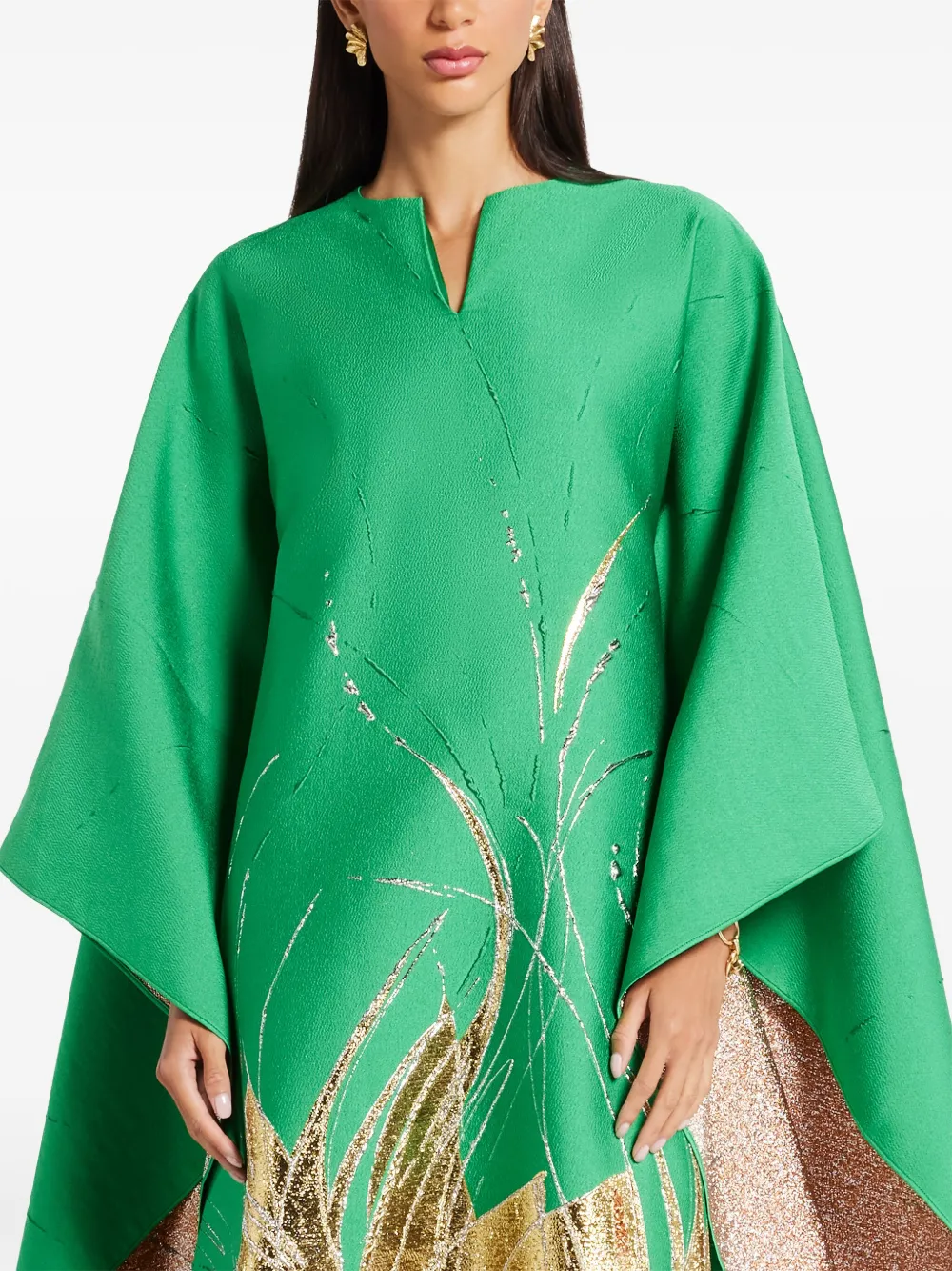 Taller Marmo Iman Floral Print Maxi Kaftan Dress In Green