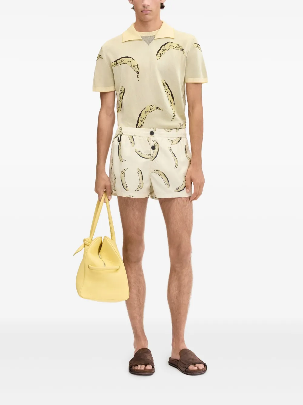 Jacquemus Zwembroek met bananenprint - Beige