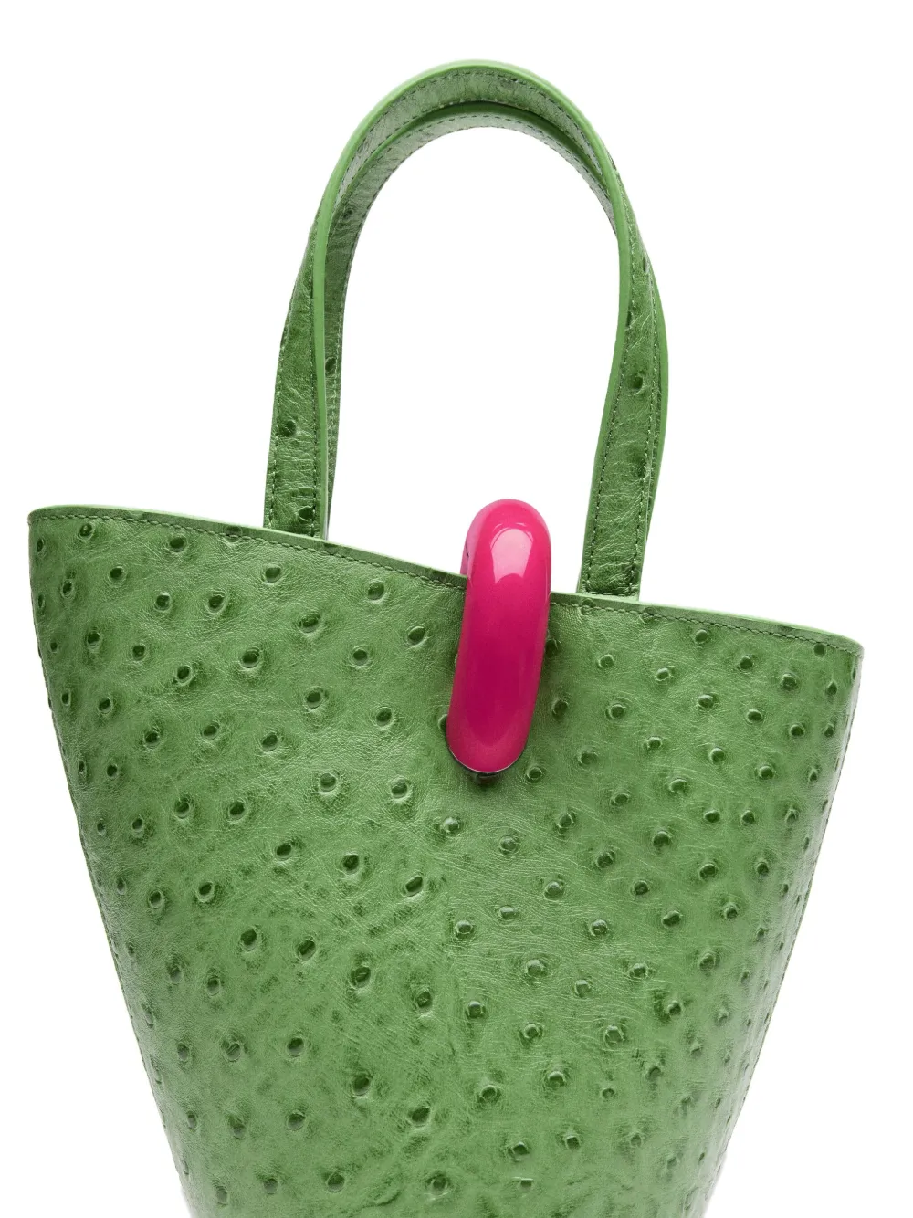 Jacquemus The Bambola leren tas met struisvogeleffect Groen