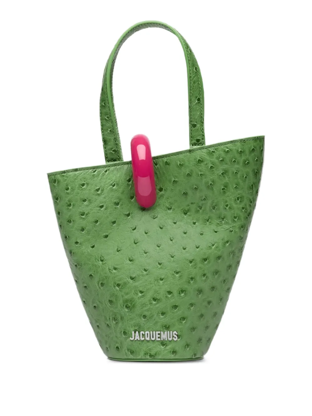 Jacquemus The Bambola Ostrich-effect Leather Small Bag In Green
