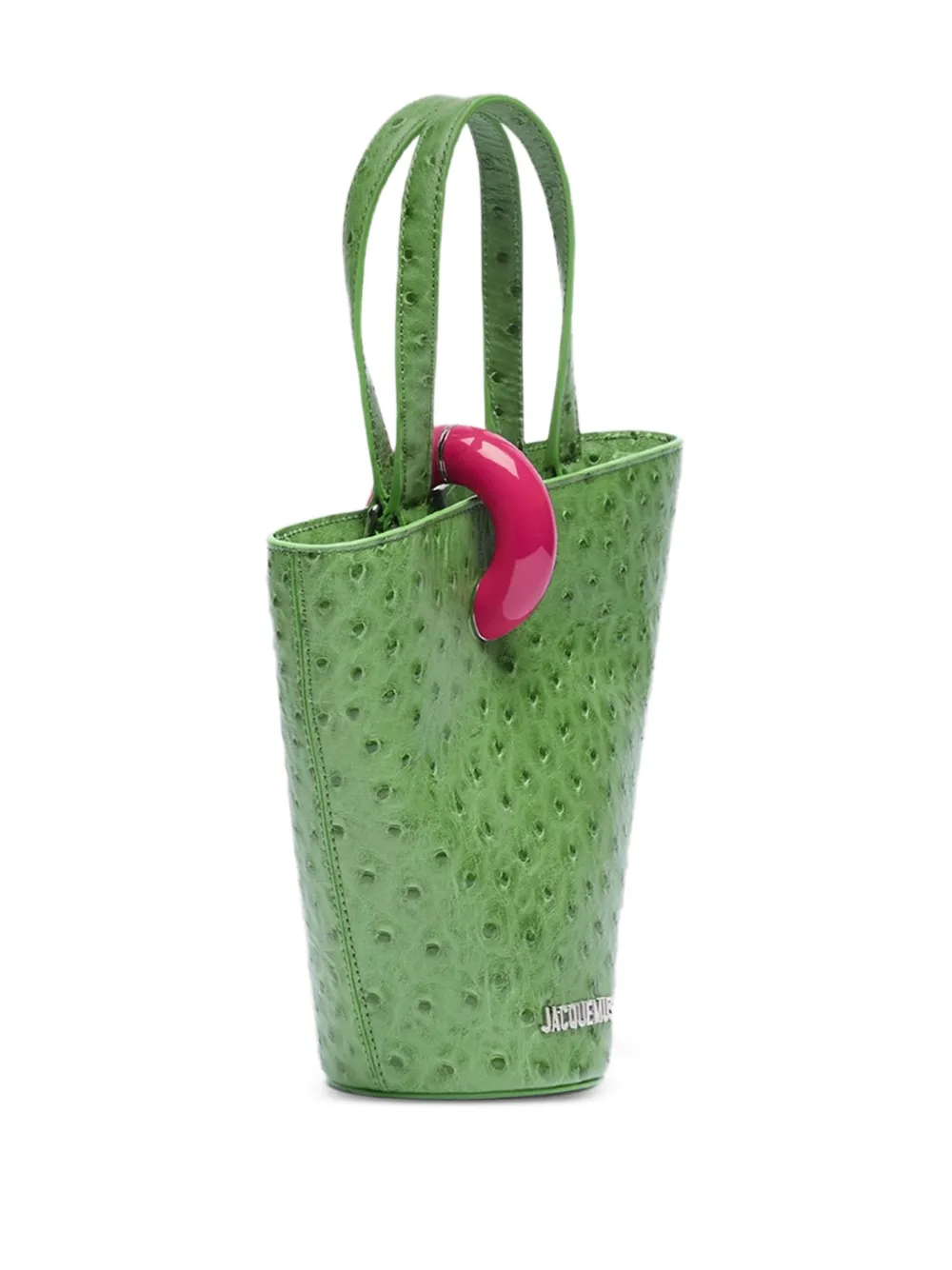 Jacquemus The Bambola leren tas met struisvogeleffect Groen