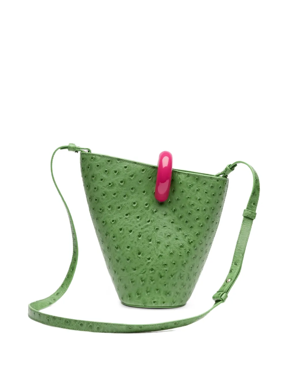 Jacquemus The Bambola leren tas met struisvogeleffect Groen