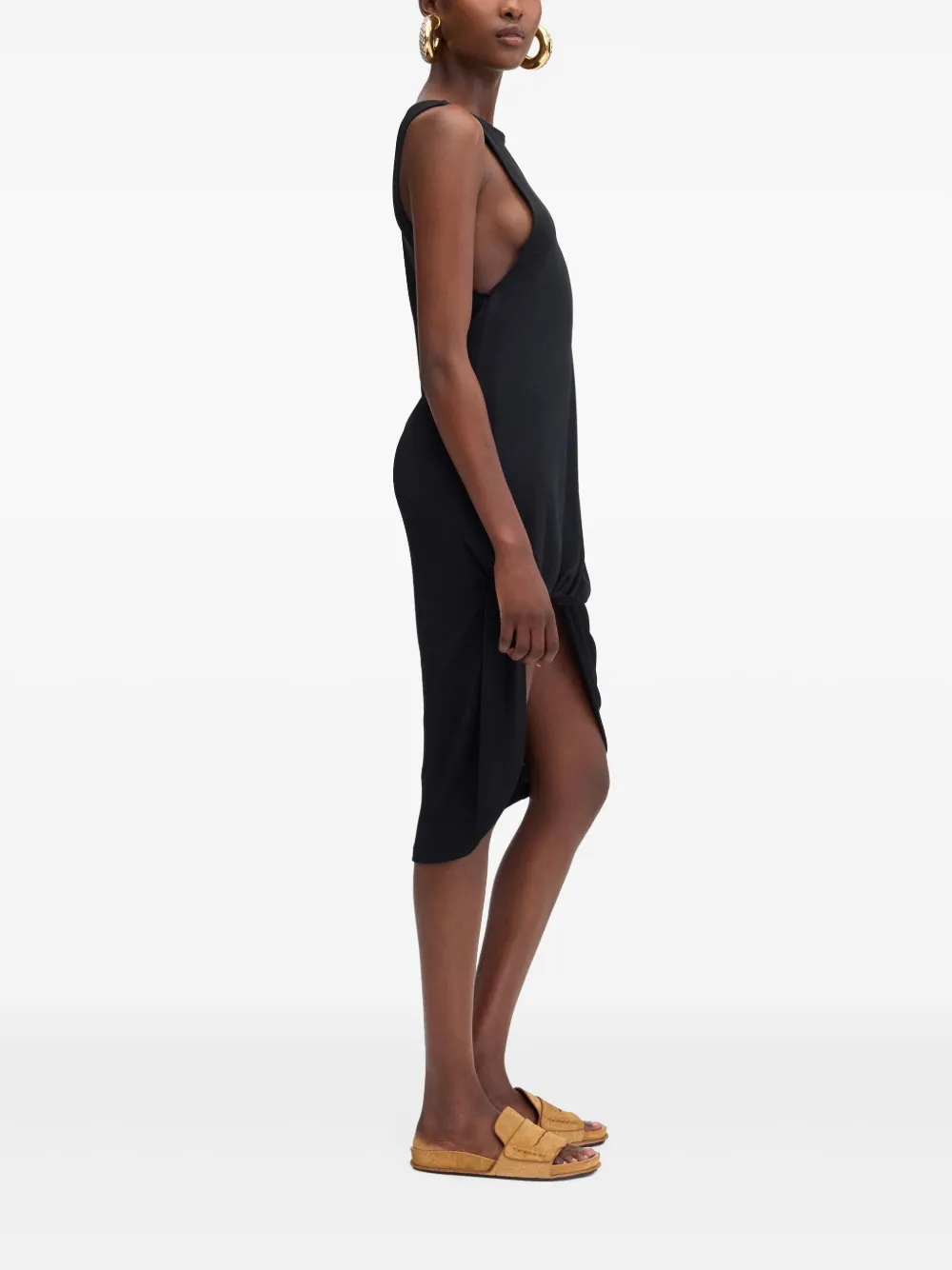 Shop Jacquemus Asymmetric Midi Dress In Black