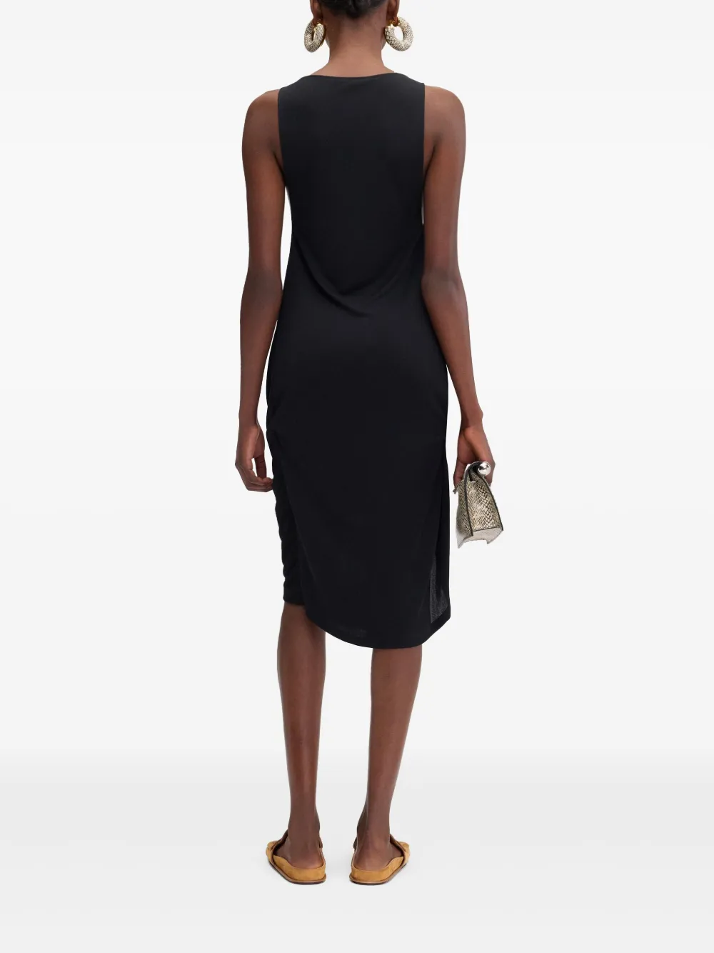 Shop Jacquemus Asymmetric Midi Dress In Black