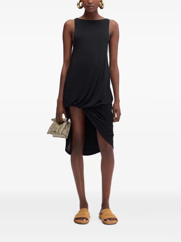 Jacquemus Asymmetric Midi Dress | Black | FARFETCH OM