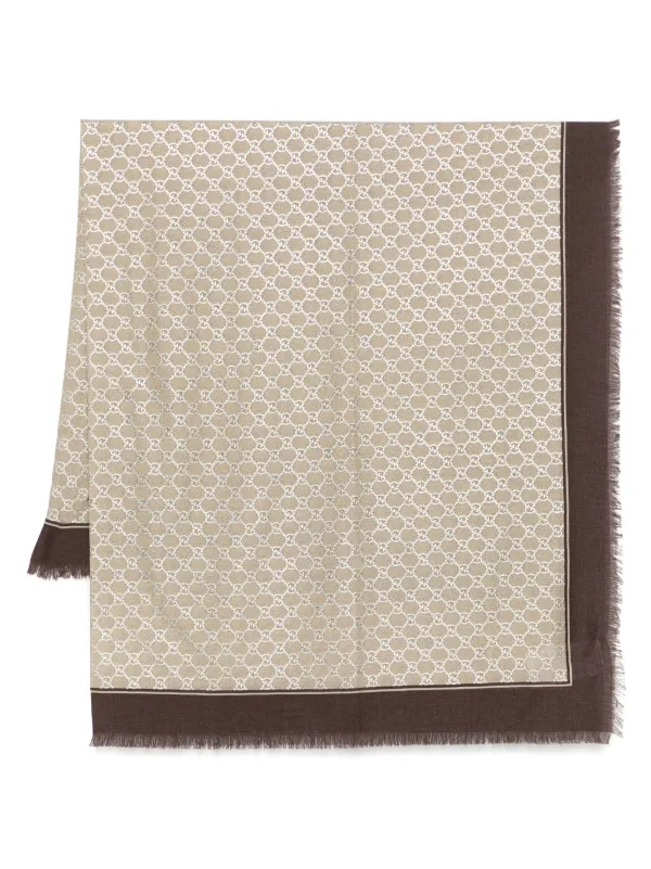 Gucci GG Wool Shawl in Brown