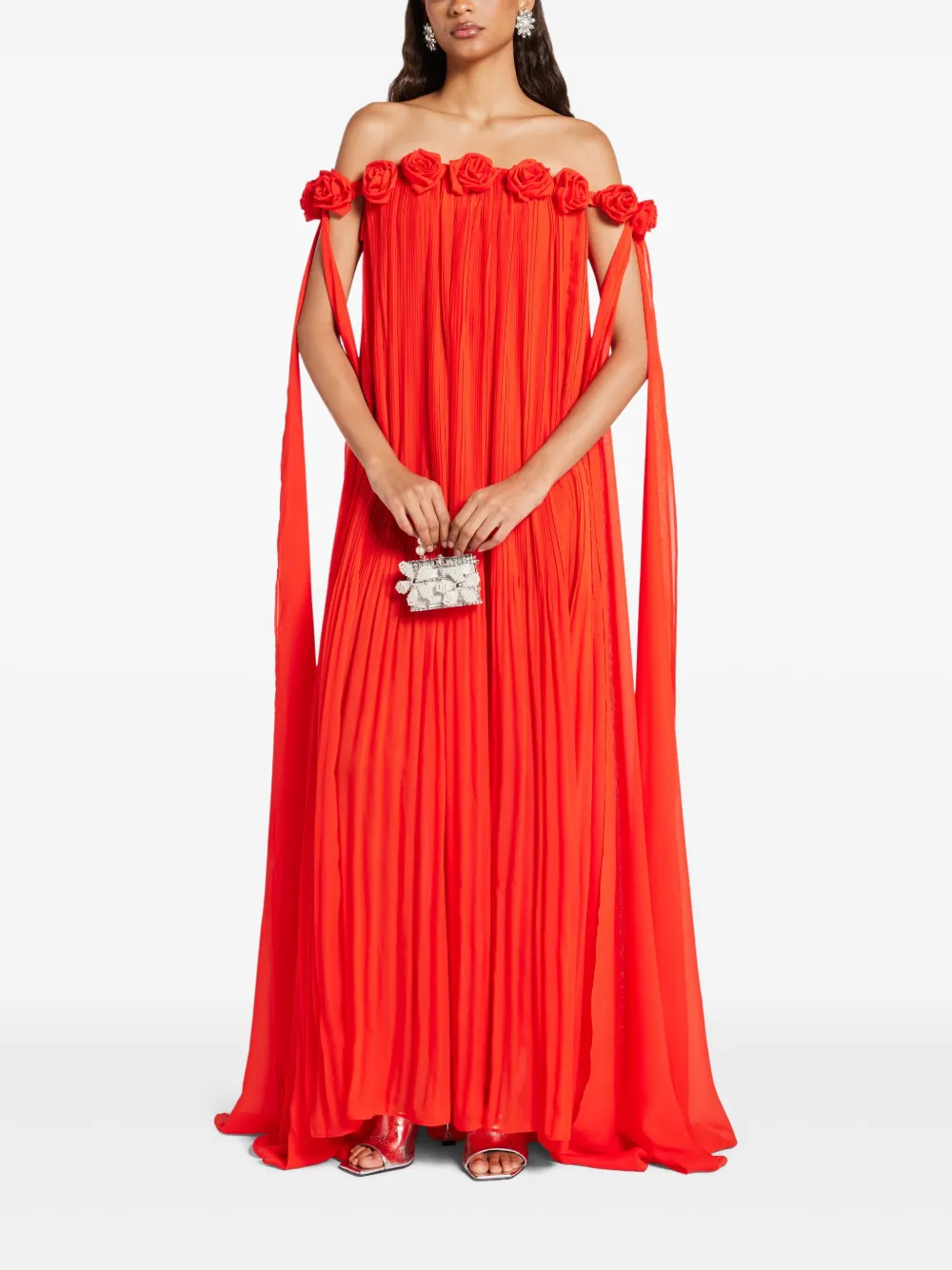 Leo Lin Camilla draped gown - Rood