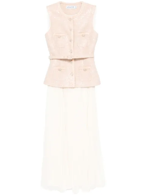 Self-Portrait sequinned boucle midi dress