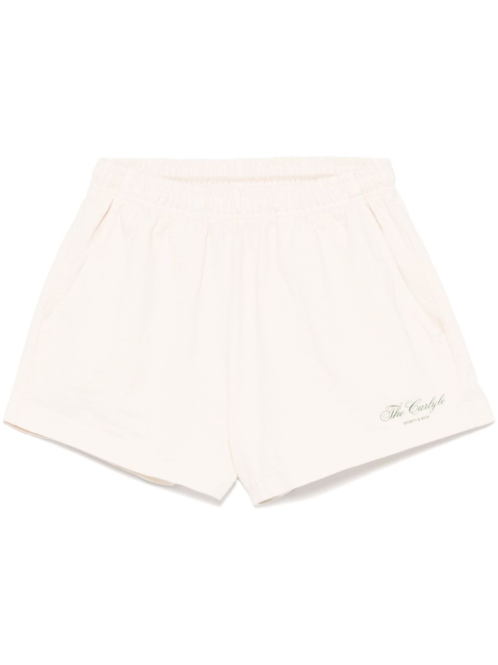 Sporty & Rich The Carlyle Script Disco shorts Beige