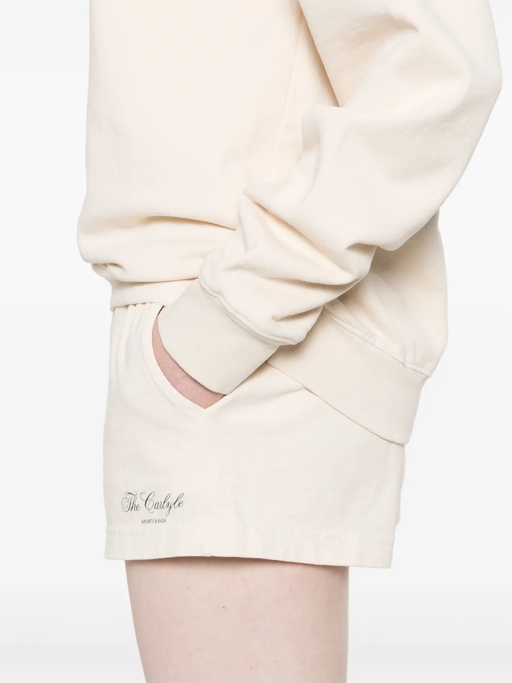 Sporty & Rich The Carlyle Script Disco shorts Beige