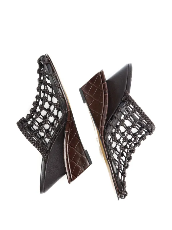 JACQUEMUS Les Doubles Tressees ウェッジ サンダル Jacquemus Les Doubles Snake-Print Tresses Wedge Mules