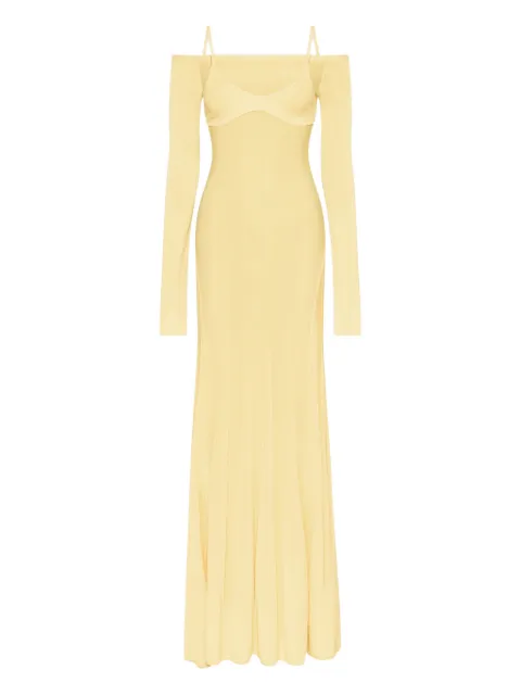 Jacquemus Valensole off-shoulder ribbed knit maxi dress