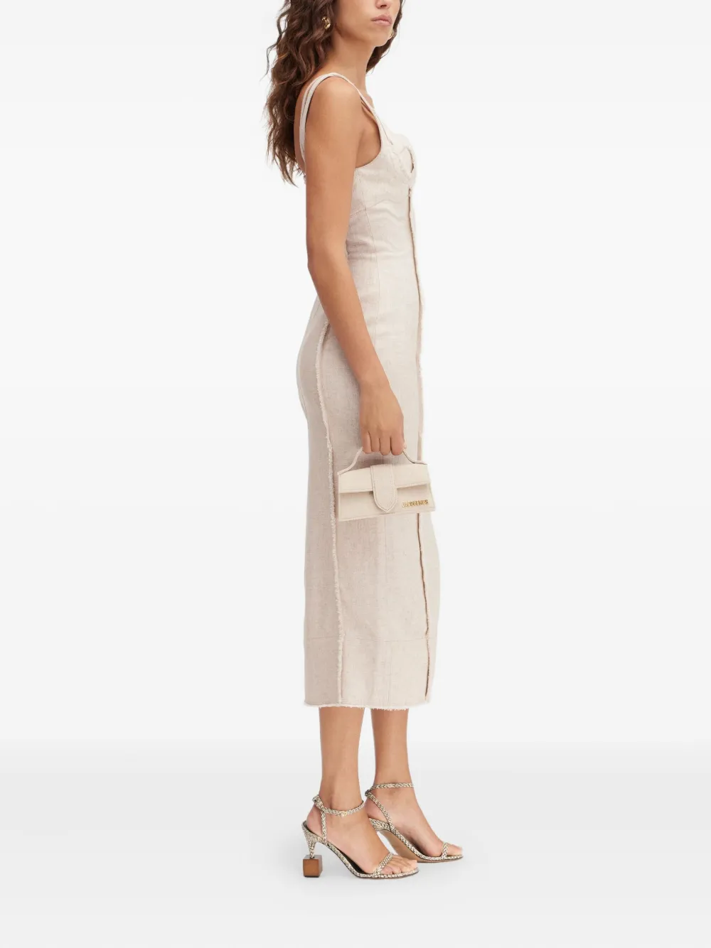 Jacquemus Valérie midi-jurk met franje Beige