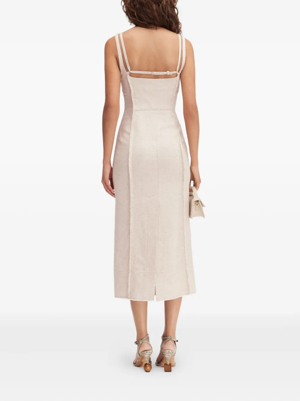 Jacquemus Valérie midi-jurk met franje Beige