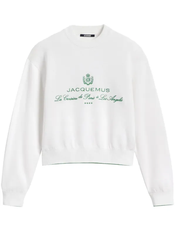 美品　JACQUEMUS ホワイト長袖プルオーバーシャツ 48 Jacquemus ロゴ スウェットシャツ | ホワイト | FARFETCH JP