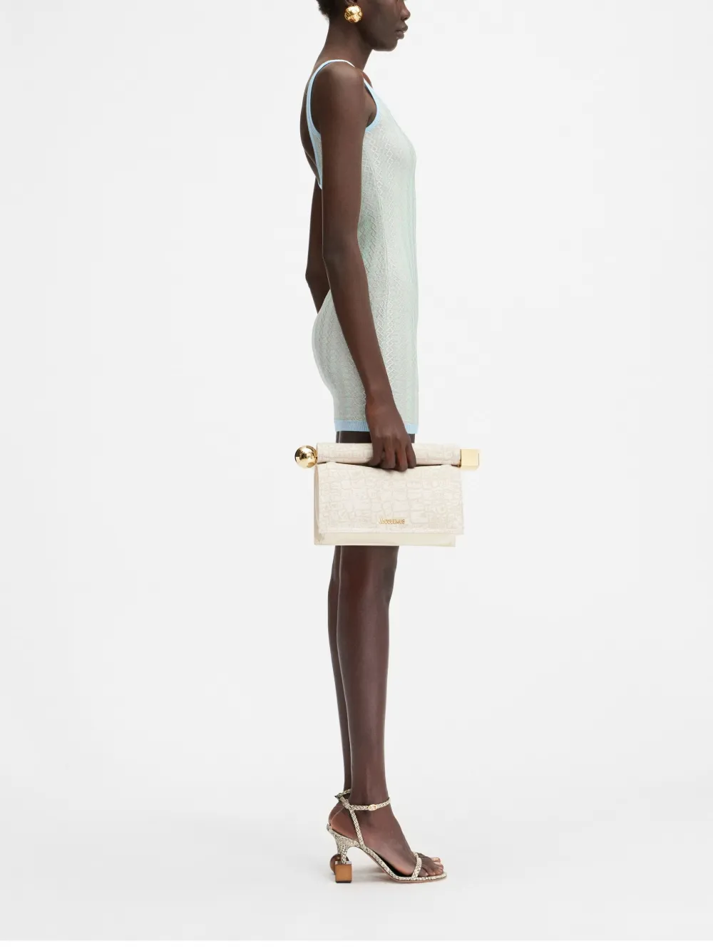 Jacquemus Knitted Mini Dress In Blue