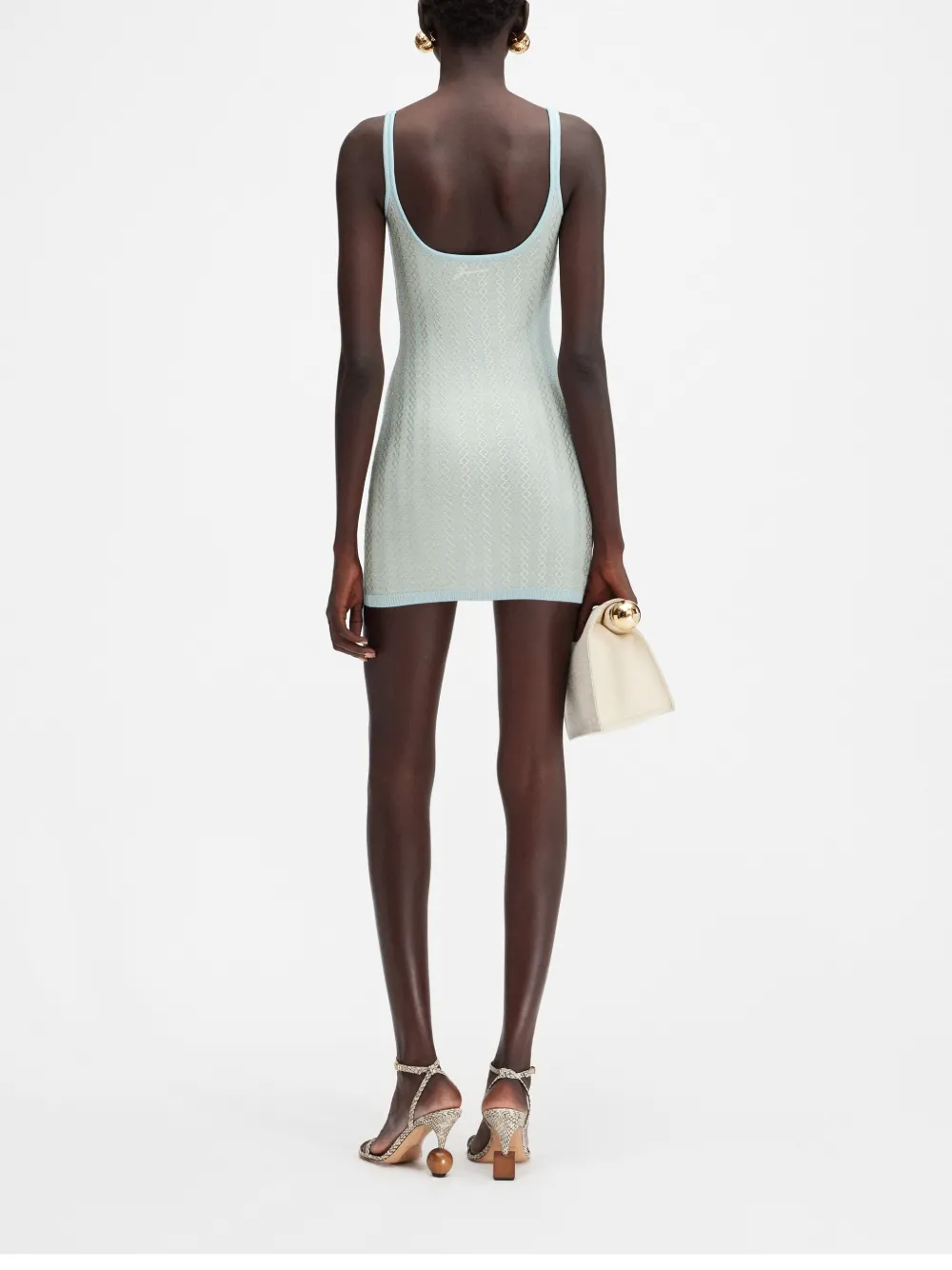 Jacquemus Knitted Mini Dress In Blue