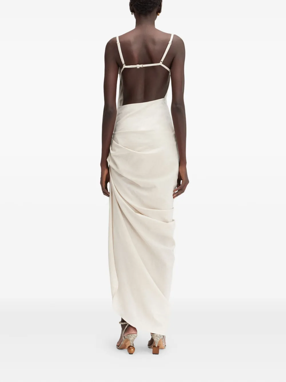 Jacquemus Saudade draped open-back maxi dress Beige