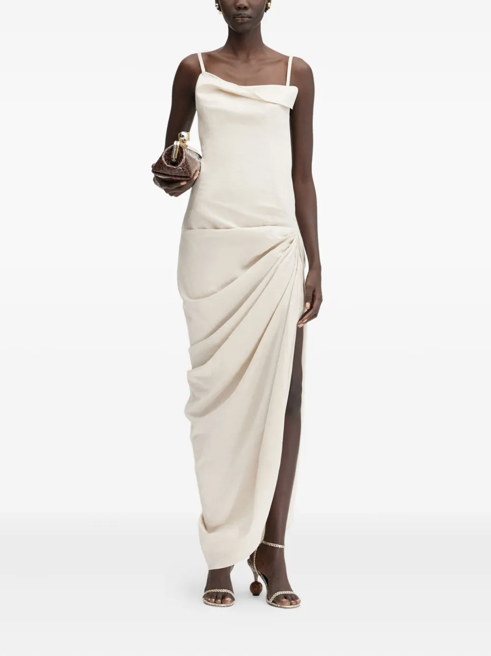 Jacquemus Saudade draped open-back maxi dress Beige
