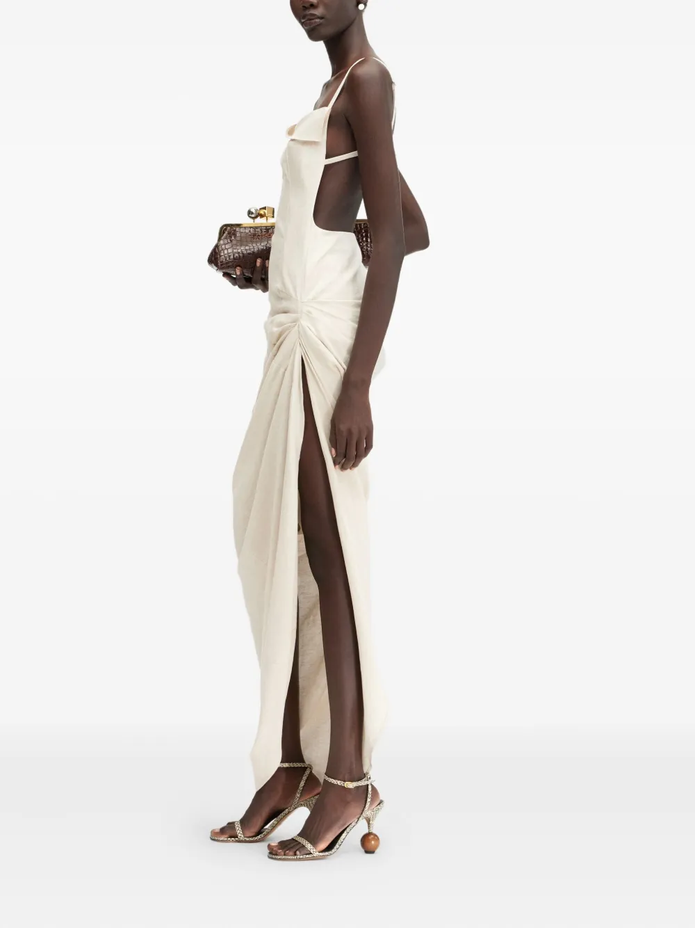 Jacquemus Saudade draped open-back maxi dress Beige