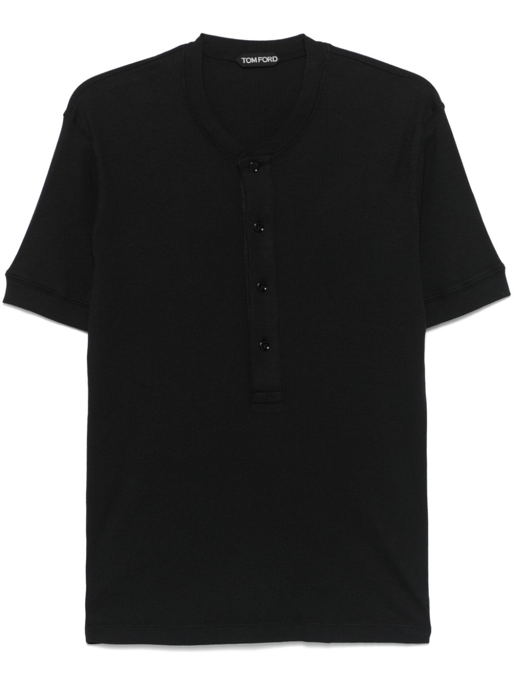 TOM FORD Fijngeribbeld T-shirt Zwart