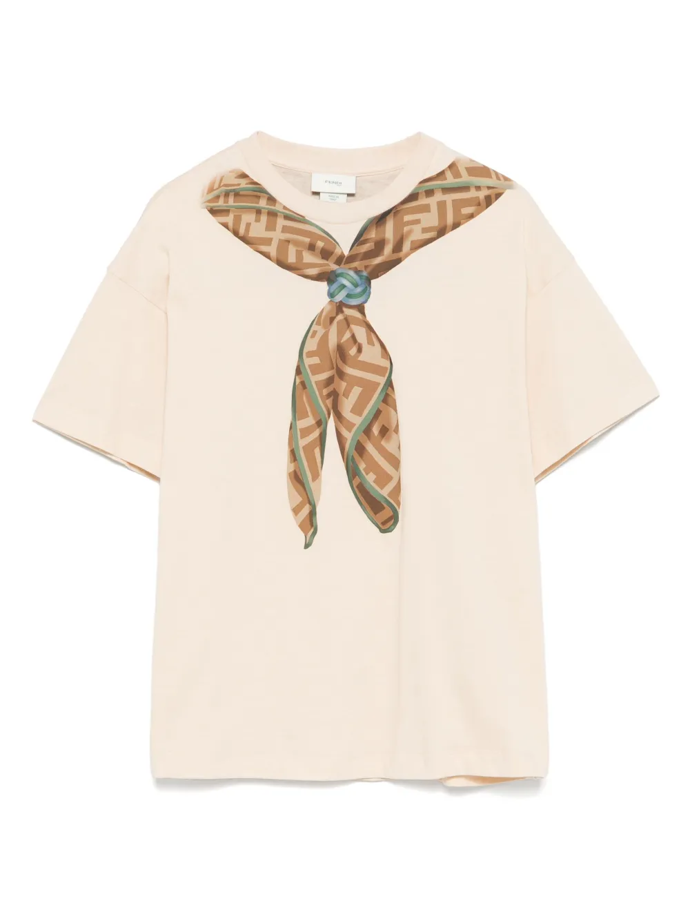 Fendi Kids T-shirt met sjaalprint Beige
