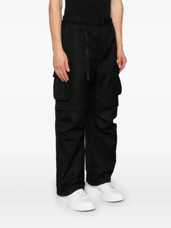 【正規品】GUCCI world wide cargo pants black Gucci logo-patch Cotton Cargo Trousers | Black | FARFETCH