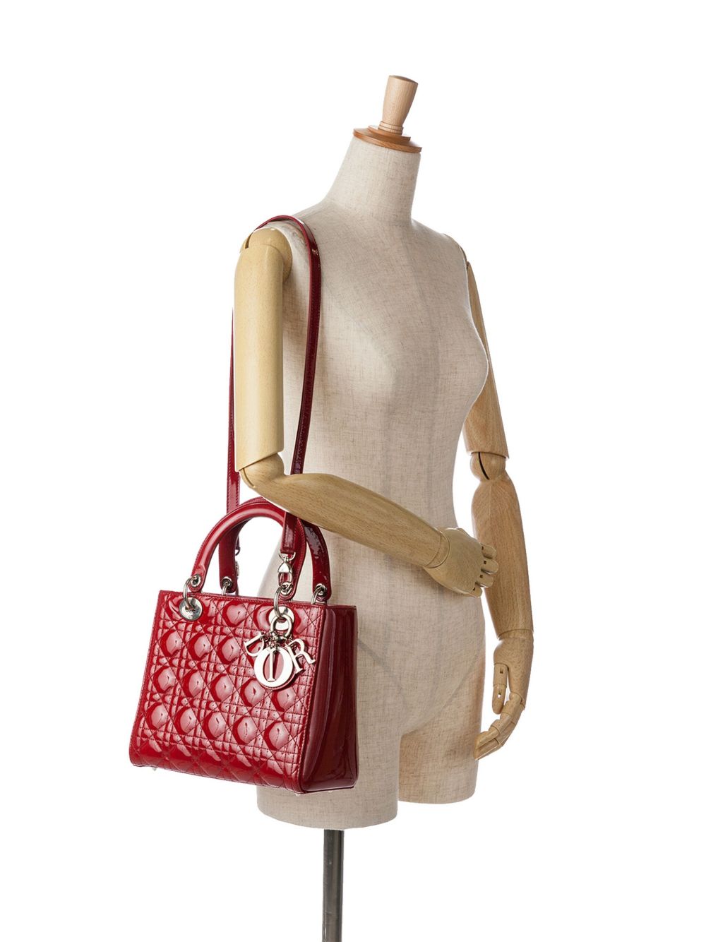 Christian Dior Pre-Owned 2013 Medium Patent Cannage Lady Dior satchel - Rood