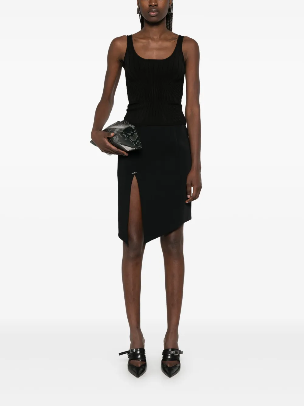 Mugler Geperforeerde midi-rok - Zwart