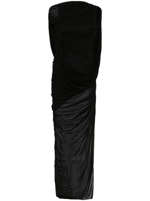 Mugler Draped Backless Gown in Black