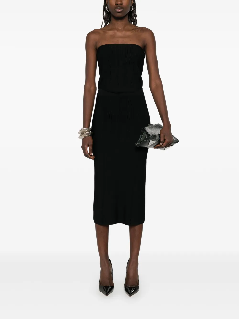 Mugler High waist midi-rok - Zwart