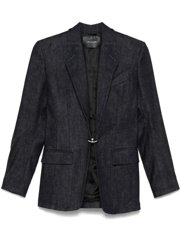Mugler Pierced Tailored Blazer in Blue