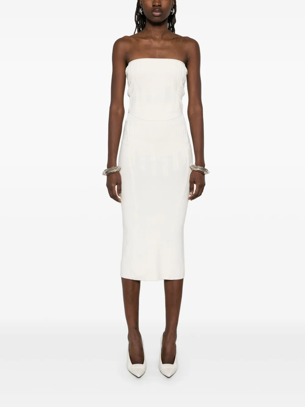 Mugler Midi-rok met uitgebeend detail - Wit