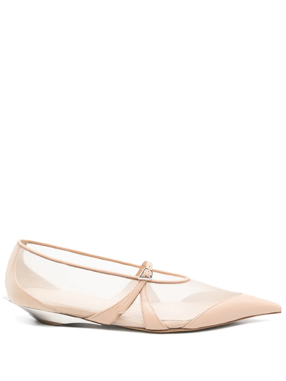 Mugler mesh fang ballet flats Pink