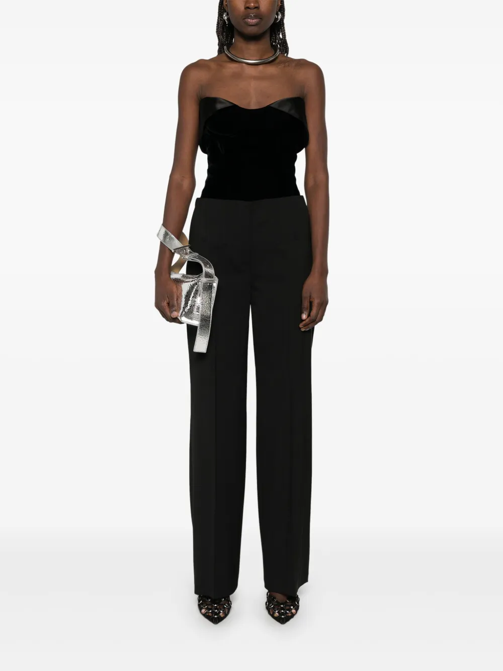 Mugler Pantalon met korset - Zwart