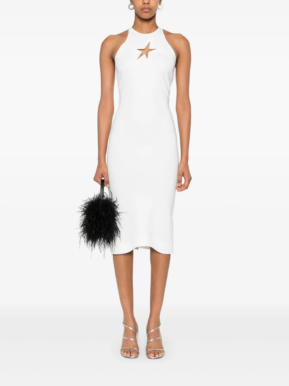 Mugler Mouwloze midi-jurk met sterpatroon - Wit