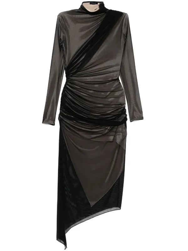 Mugler Asymetrical Double-layered Dress in Black