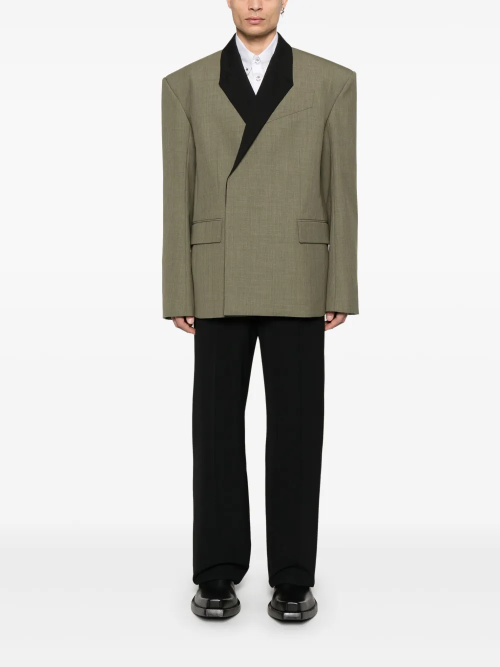 Mugler Blazer met contrasterende revers - Groen