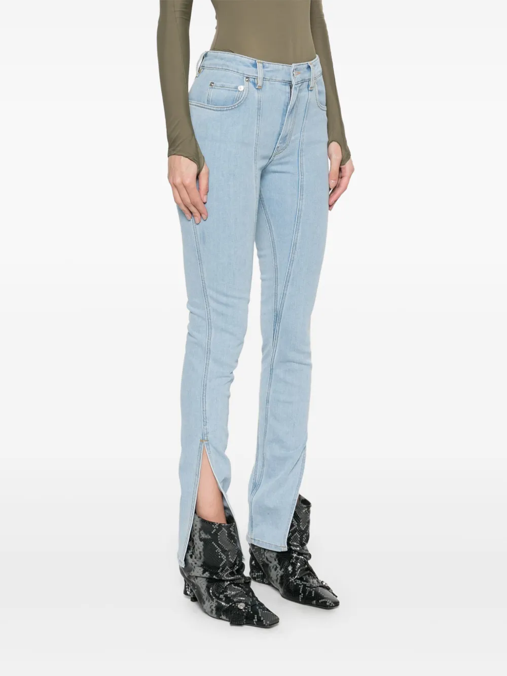 Shop Mugler Seam-detail Jeans In Blue