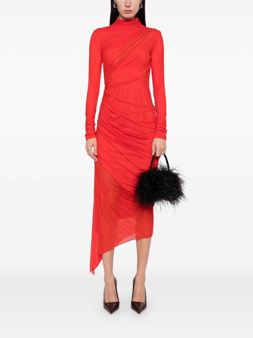 Mugler asymetrical double-layered dress - Rood