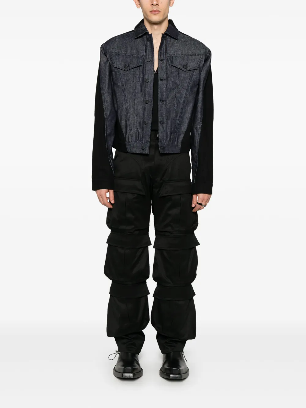 Mugler Tweekleurig denim jack - Blauw