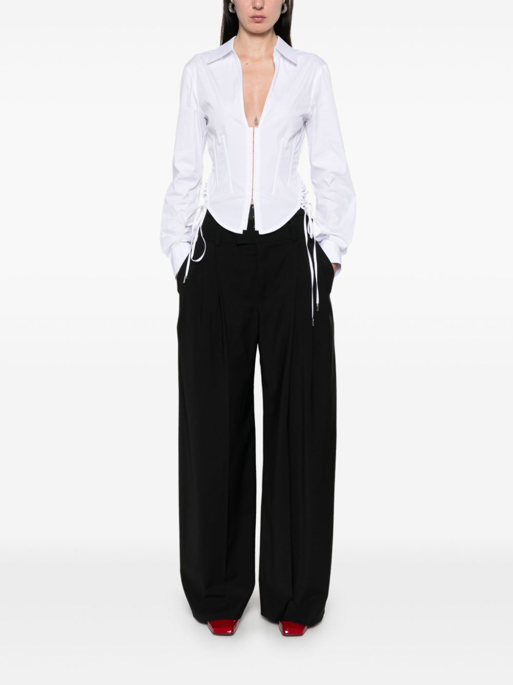 Mugler corset poplin shirt - Wit