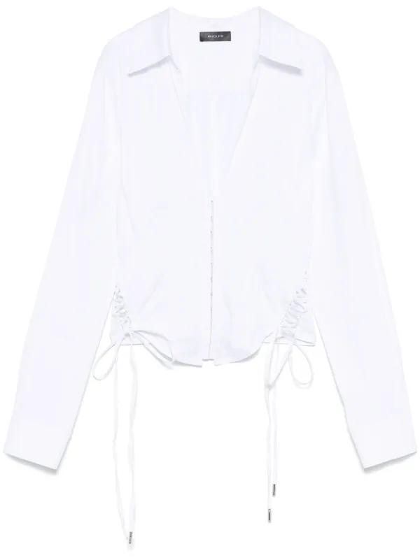 【関税込み】Mugler ホワイト Corseted トップス white laced corset poplin shirt | MUGLER Official Website