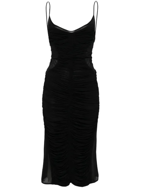 Mugler vestido midi con diseño fruncido