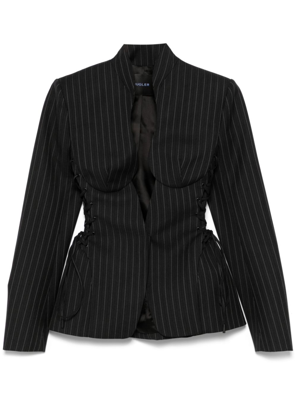 Mugler pinstripe sculptural jacket - Black